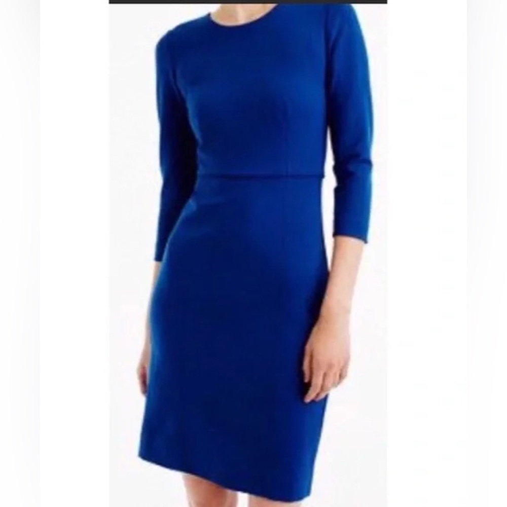 White House Black Market Blue Sheath Dress 3/4 Sleeve